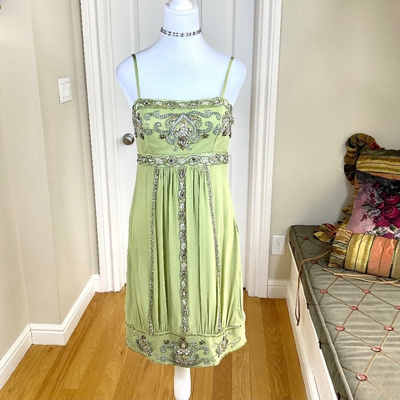Sue Wong Dresses & Skirts - Sue Wong Flapper Dress Silk Vintage Beaded Green (6)